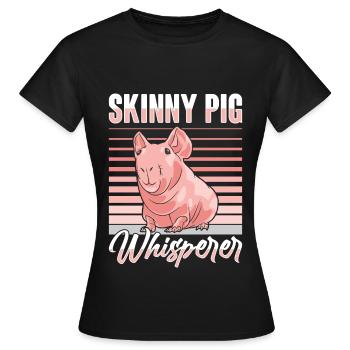 Cochon d’Inde sans poils Cochon maigre - T-shirt Femme - noir - Devant - AI Model Female 172 dark (172cm)