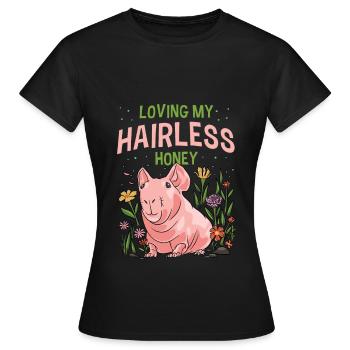 Cochon d’Inde sans poils Cochon maigre - T-shirt Femme - noir - Devant - AI Model Female 172 dark (172cm)