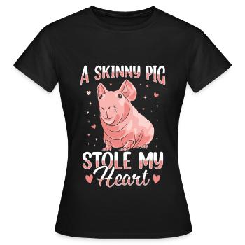 Cochon d’Inde sans poils Cochon maigre - T-shirt Femme - noir - Devant - AI Model Female 172 dark (172cm)
