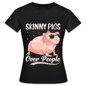 Cochon d’Inde sans poils Cochon maigre - T-shirt Femme - noir - Devant - AI Model Female 172 dark (172cm)