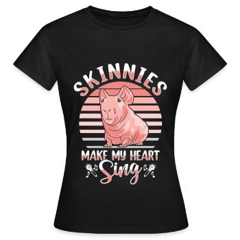 Cochon d’Inde sans poils Cochon maigre - T-shirt Femme - noir - Devant - AI Model Female 172 dark (172cm)
