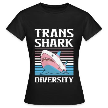 Shark Lover Transgender Pride Flag Trans - T-shirt Femme - noir - Devant - AI Model Female 172 dark (172cm)