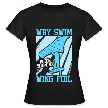 Wingsurfing Foil Wing Wing Boarding Wing Foiling - T-shirt Femme - noir - Devant - AI Model Female 172 dark (172cm)