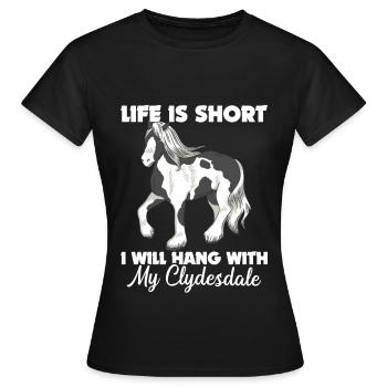 Draught Horse Lovers Giant Horse Breed Clydesdale - Women's T-Shirt - black - Front - AI Model Female 172 dark (172cm)