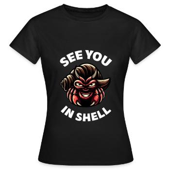 Fruits de mer, Fruits de mer, Moules, Bernard-l’ermite - T-shirt Femme - noir - Devant - AI Model Female 172 dark (172cm)