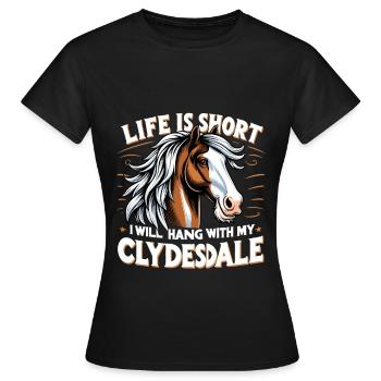 Draught Horse Lovers Giant Horse Breed Clydesdale - Women's T-Shirt - black - Front - AI Model Female 172 dark (172cm)
