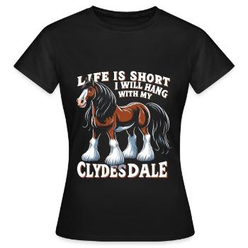 Draught Horse Lovers Giant Horse Breed Clydesdale - Women's T-Shirt - black - Front - AI Model Female 172 dark (172cm)