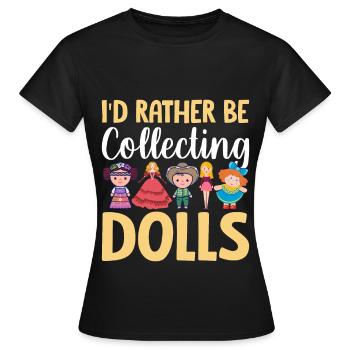 Poupée de collection Poupée en porcelaine Antique - T-shirt Femme - noir - Devant - AI Model Female 172 dark (172cm)