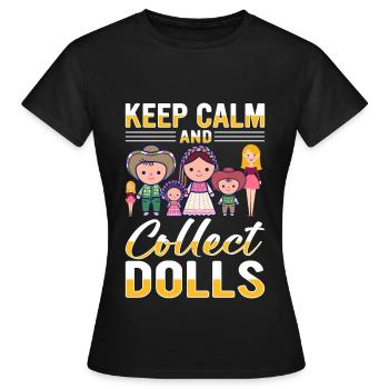 Poupée de collection poupée poupée en porcelaine - T-shirt Femme - noir - Devant - AI Model Female 172 dark (172cm)