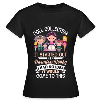 Poupée de collection, poupée en porcelaine, poupée - T-shirt Femme - noir - Devant - AI Model Female 172 dark (172cm)