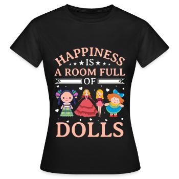Poupée de collection, poupée en porcelaine, poupée - T-shirt Femme - noir - Devant - AI Model Female 172 dark (172cm)