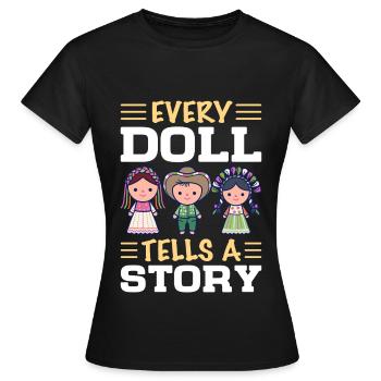 Poupée de collection, poupée en porcelaine, poupée - T-shirt Femme - noir - Devant - AI Model Female 172 dark (172cm)