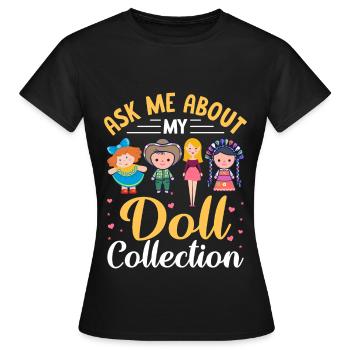 Poupée de collection, poupée en porcelaine, poupée - T-shirt Femme - noir - Devant - AI Model Female 172 dark (172cm)