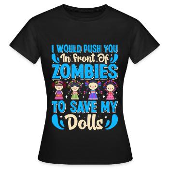 Poupée de collection Poupée en porcelaine Antique - T-shirt Femme - noir - Devant - AI Model Female 172 dark (172cm)