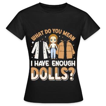 Poupée de collection Poupée en porcelaine Antique - T-shirt Femme - noir - Devant - AI Model Female 172 dark (172cm)