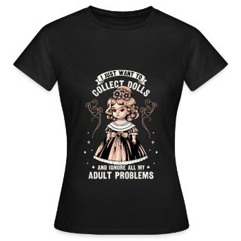 Poupée de collection Poupée en porcelaine Antique - T-shirt Femme - noir - Devant - AI Model Female 172 dark (172cm)