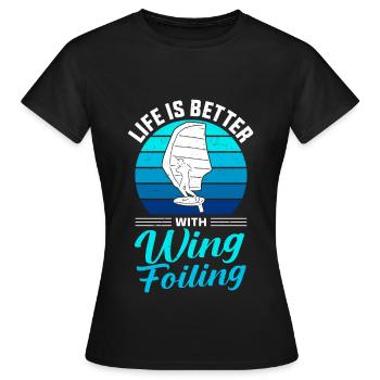 Wingsurfing Foil Wing Wing Boarding Wing Foiling - Frauen T-Shirt - Schwarz - Vorne - AI Model Female 172 dark (172cm)