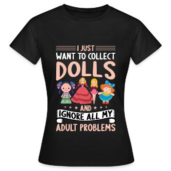 Poupée de collection Poupée en porcelaine Antique - T-shirt Femme - noir - Devant - AI Model Female 172 dark (172cm)
