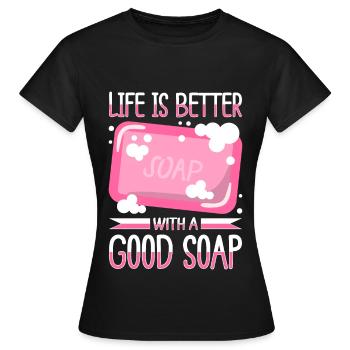 Savon Savon de bain Savon naturel - T-shirt Femme - noir - Devant - AI Model Female 172 dark (172cm)