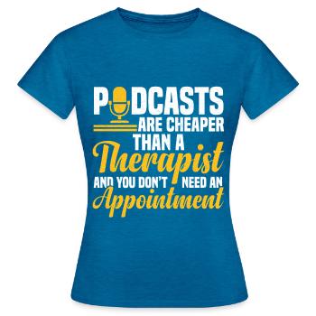 Podcaster Podcast - Women's T-Shirt - antique blue sapphire heather - Front - AI Model Female 172 dark (172cm)