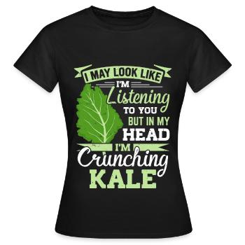 Véganisme végétarien au chou frisé - T-shirt Femme - noir - Devant - AI Model Female 172 dark (172cm)