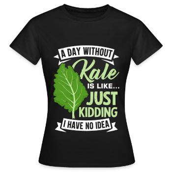 Véganisme végétarien au chou frisé - T-shirt Femme - noir - Devant - AI Model Female 172 dark (172cm)