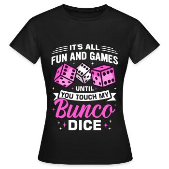 Bunco - Frauen T-Shirt - Schwarz - Vorne - AI Model Female 172 dark (172cm)