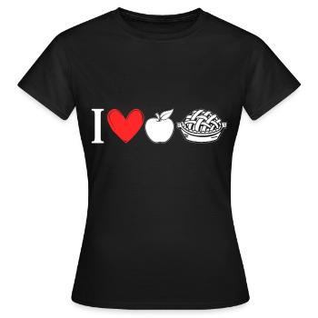 Funny Apple Pie Saying - Women's T-Shirt - black - Front - AI Model Female 172 dark (172cm)