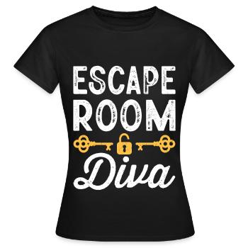 Funny Escape Room Saying - Women's T-Shirt - black - Front - AI Model Female 172 dark (172cm)