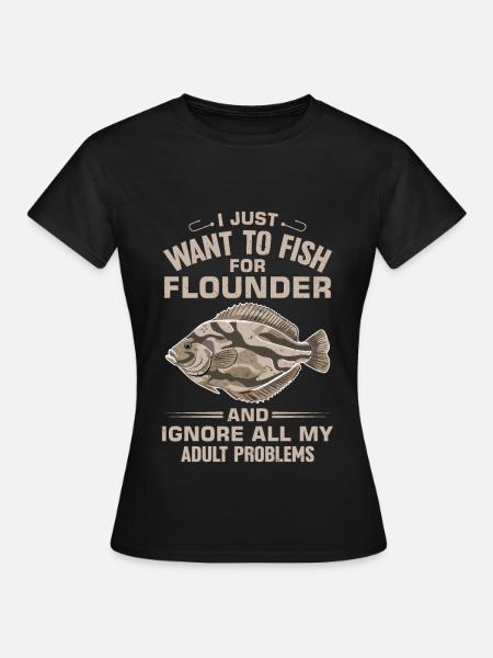 Flunder Fischer Spruch - Frauen T-Shirt - Schwarz