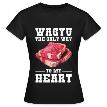 Wagyu Steak - T-shirt Femme - noir - Devant - AI Model Female 172 dark (172cm)