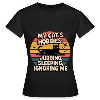 Witziger Katzen Spruch - Frauen T-Shirt - Schwarz - Vorne - AI Model Female 172 dark (172cm)