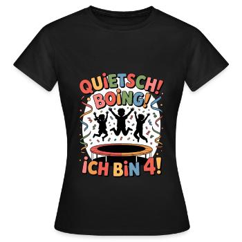 Geburtstagsshirt Trampolin Geburtstag 4 Jahre - Frauen T-Shirt - Schwarz - Vorne - AI Model Female 172 dark (172cm)