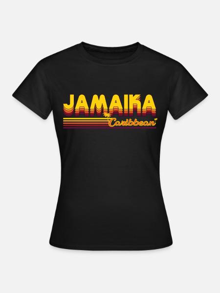 Jamaika - Palmen Design - Karibischer Lebensstil - Frauen T-Shirt - Schwarz