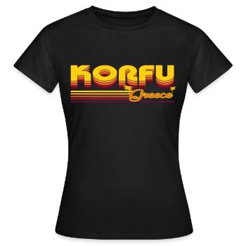 Corfou : design rétro méditerranéen - T-shirt Femme - noir - Devant - AI Model Female 172 dark (172cm)