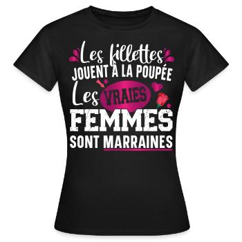 Marraine Filleul Filleul Femme Cadeau Fillette - T-shirt Femme - noir - Devant - AI Model Female 172 dark (172cm)