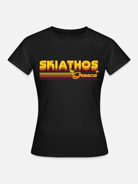 Skiathos: Sommerliches Retro-Design - Frauen T-Shirt - Schwarz