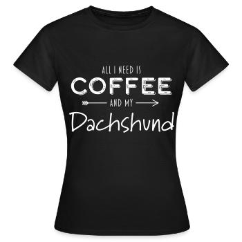 Dachshund Dachshund Coffee Lifestyle - T-shirt Femme - noir - Devant - AI Model Female 172 dark (172cm)
