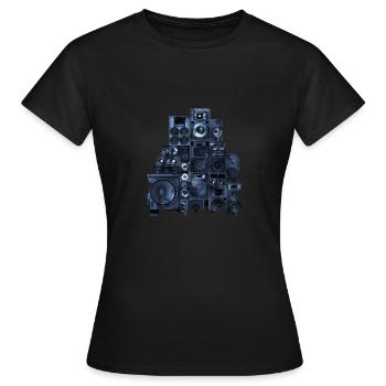 Speaker tower rack subwoofer music system fans - Women's T-Shirt - black - Front - AI Model Female 172 dark (172cm)