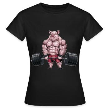 Schwein Gewichtheben Fitness-Studio - Frauen T-Shirt - Schwarz - Vorne - AI Model Female 172 dark (172cm)