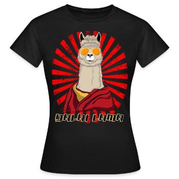 Llama - Dalaï Lama drôle rétro Vintage Alpaca - T-shirt Femme - noir - Devant - AI Model Female 172 dark (172cm)
