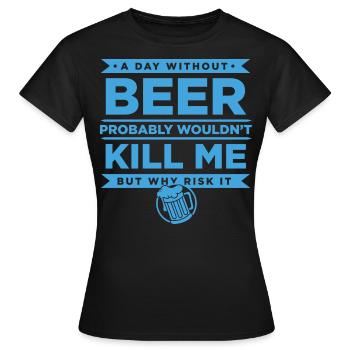 Bier T-Shirt mit Lustigem Spruch und Bierkrug - Frauen T-Shirt - Schwarz - Vorne - AI Model Female 172 dark (172cm)