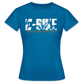 E Bike Elektrorad Elektrofahrrad E-Bike EBike - Frauen T-Shirt - Antikblaues Saphir meliert - Vorne - AI Model Female 172 dark (172cm)