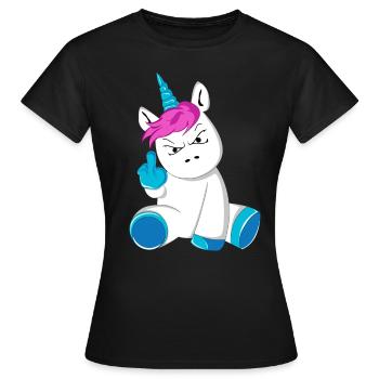 Doigt puant dégueulasse en colère licorne - T-shirt Femme - noir - Devant - AI Model Female 172 dark (172cm)