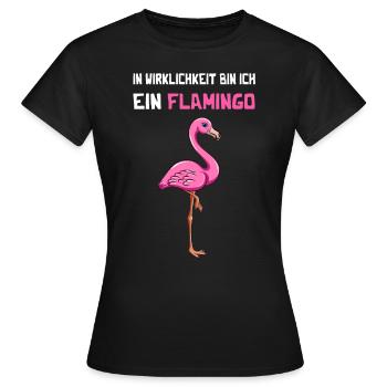 Flamingo Karneval Fasching Fastnacht - Frauen T-Shirt - Schwarz - Vorne - AI Model Female 172 dark (172cm)