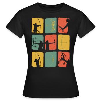 Archery vintage retro recurve compound bow - Women's T-Shirt - black - Front - AI Model Female 172 dark (172cm)