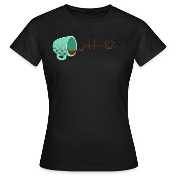 ECG au café Heartbeat - T-shirt Femme - noir - Devant - AI Model Female 172 dark (172cm)