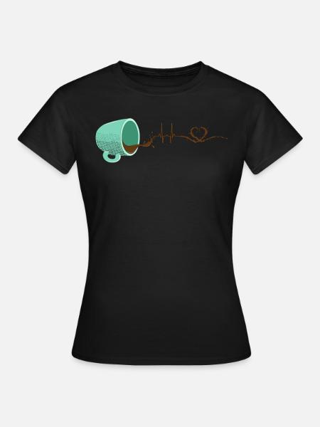 Herzschlag Kaffe EKG - Frauen T-Shirt - Schwarz