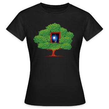 Tree Window Night Abstract - T-shirt Femme - noir - Devant - AI Model Female 172 dark (172cm)