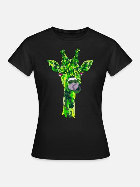 Lustige Giraffe Geometric Style - Frauen T-Shirt - Schwarz